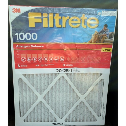 Filtrete Allergen Air Filter 1000 3M Furnace AC 2 Pack 20x25x1 NEW UNOPENED
