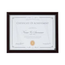 Mahogany 8.5x11 Document Frame Certificate Display with Glass