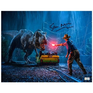 Foto clásica autografiada por Sam Neill Jurassic Park 11x14 ataque T Rex