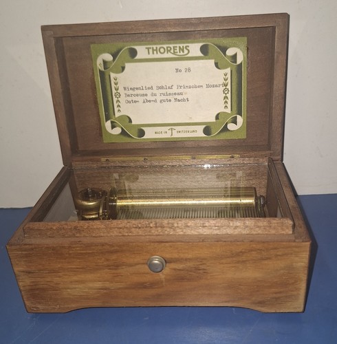 Fine Working Thorens 3 Tune Music Box Mozart, Schubert, Brahms No.28 Switzerland - Picture 3 of 12