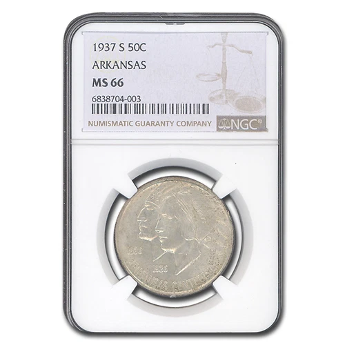 1937-S Arkansas Centennial Commemorative Half Dollar MS-66 NGC