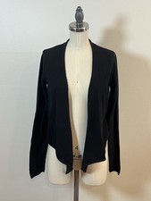 Prana Cardigan Sweater Women  s S Black Organic Cotton Cropped Open Front