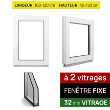 Fenêtre PVC Fixe Double Vitrage de Sous Sol Blanc