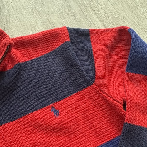 Vintage Polo Ralph Lauren Sweater Youth XL Red Blue Striped Pullover adult Sm - Picture 3 of 6