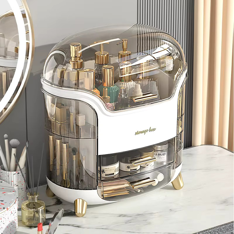 Cosmetic Storage Box with Lid and Drawers