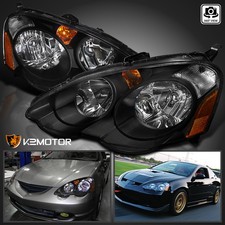 Black Fits 2002-2004 Acura Rsx Dc5 Replacement Headlights Head Lamps Leftright