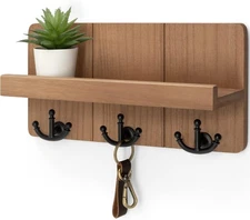 Rebee Vision Farmhouse Key Holder for Wall with Shelf: Decorative Mail Organizer