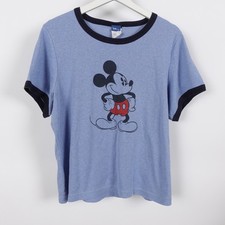 VTG 80s Walt Disney Mickey Mouse Ringer T-Shirt Adult Large Fits Medium 
