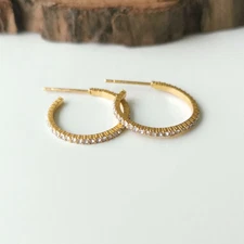 Julie Vos Windsor Cubic Zirconia Small Hoop Earrings in Gold Authentic