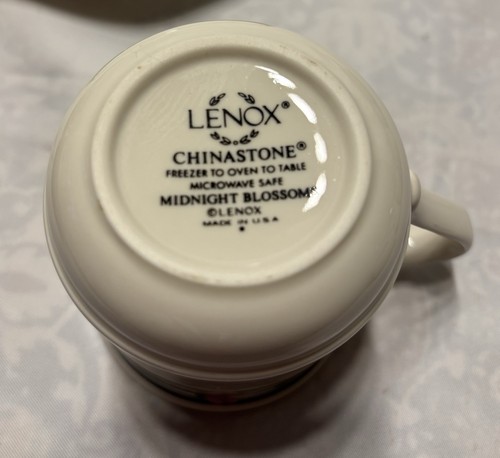 Lenox Chinastone - Midnight Blossoms - Set Of 2 - Coffee Cups with saucers - Picture 4 of 7