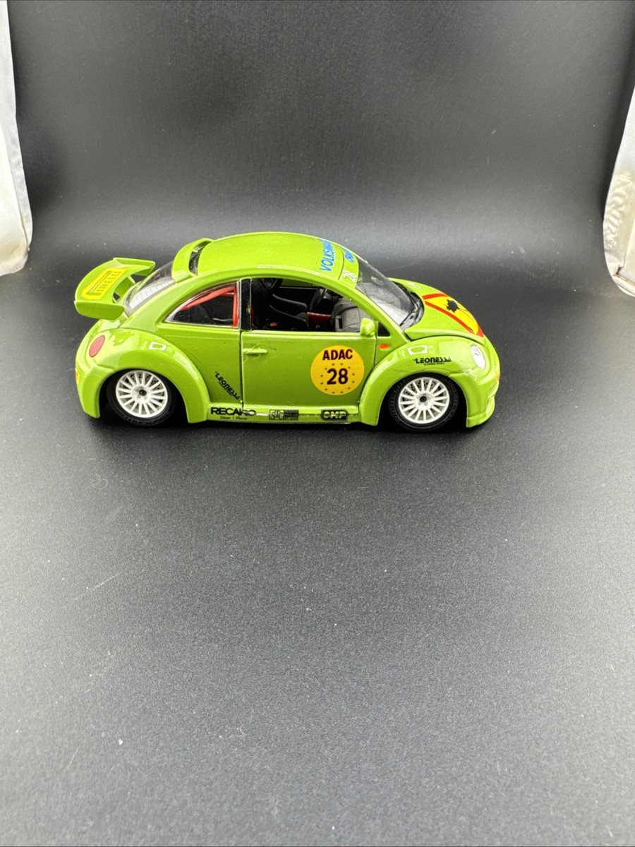 Burago ~ Volkswagen New Beetle Cup (1999) ~ Green #28 ~ 1/24 Scale