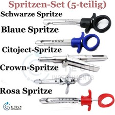 Spritzen-Set 5-teilig – Citoject, Crown, Schwarz, Blau, Rosa – Dentalbedarf