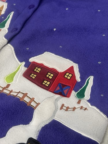 The Quacker Factory M Cardigan Sweater Embroidered Winter Skating Button Down - Picture 5 of 11