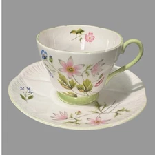 Vintage Shelley Bone China Wild Anemone 13977 Tea Cup & Saucer Set