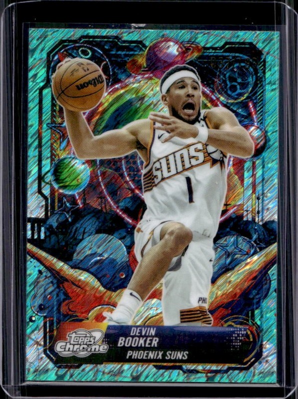 2025-26 Topps Cosmic Chrome Devin Booker Propulsion Aqua Equinox Refractor #/199
