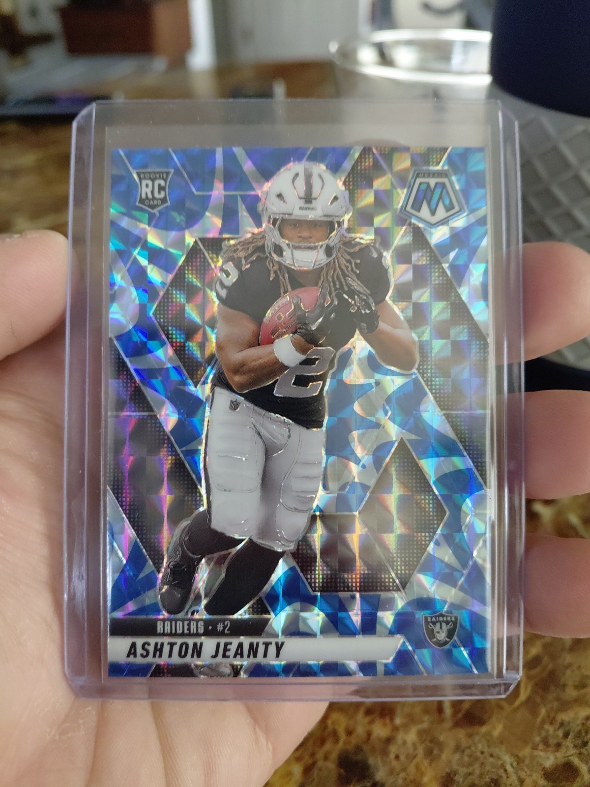 2025 Panini Mosaic Ashton Jeanty Blue Reactive Prizm Rookie Card #345