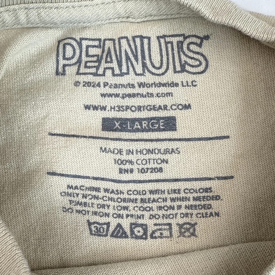 PEANUTS SNOOPY Howdy Partner Men’s Tan Short Sleeve Shirt Size L - Image 3 of 4