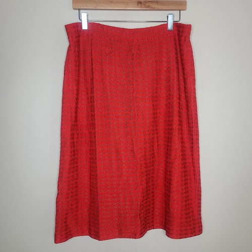 Vtg St. John Collection Knit Skirt Suit Red Gold Button Blazer Set Career Sz 16 - Picture 6 of 8