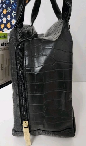 Fit & Fresh Lunch Tote with Handle, Travel Utensils and Scarf-Black - Picture 8 of 8