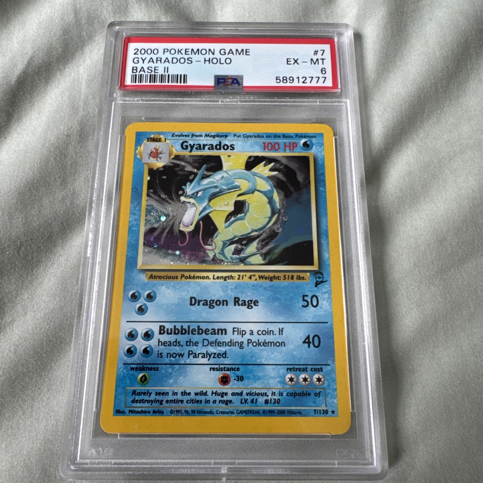 PSA 8 Pokemon Base Set 2 Gyarados 7/130