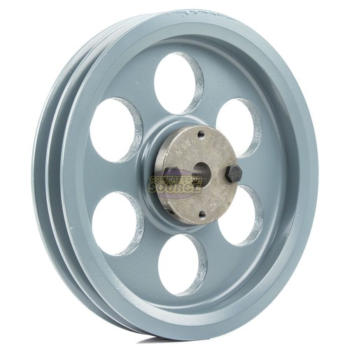 Cast Iron 8.25" Dual Groove Pulley 2 Belt A Section 4L with 5/8" Sheave Bushing - Picture 1 of 6