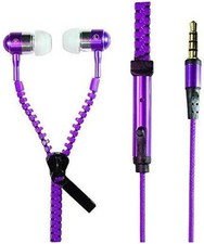  10 PACK Zipper In-Ear Stereo Earbuds Headphone Earphone Headset w/ Mic PURPLE