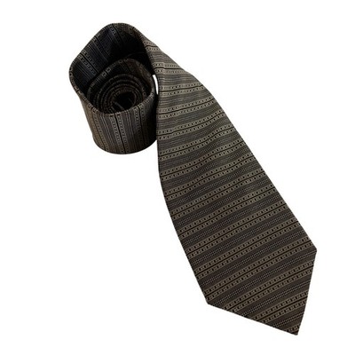 Dockers Khakis Silk Tie Gray Black Striped Mens Necktie USA Office Formal Gift