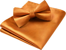 Bow Ties for Men Solid Color Pre-Tie Bow Tie and Pocket Square Set Classic Forma