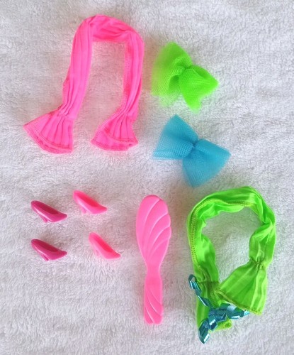 Vtg 1992 Mattel Totally Hair Barbie Hair Accessories Pink Pumps Hairbrush Lot