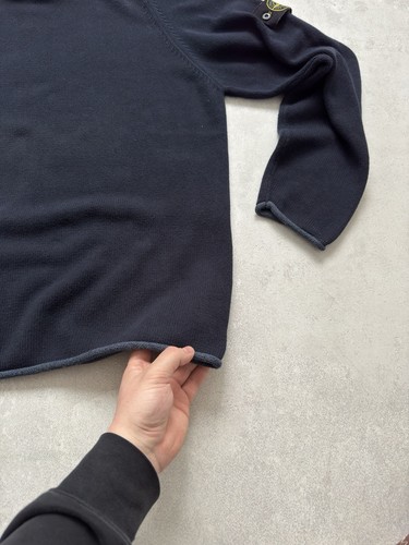 Vintage Stone Island 90s Knit Sweater Dark Blue Mens Rare Made in Italy - Picture 7 of 11