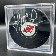 John MacLean Signed NJ Devils NHL Hockey Puck Hologram Autographed Ultra PRO Cas