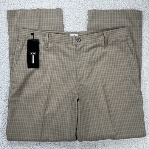 Adidas Golf Pants Men’s 36x30 Khaki Plaid Stretch Lightweight Athliesure