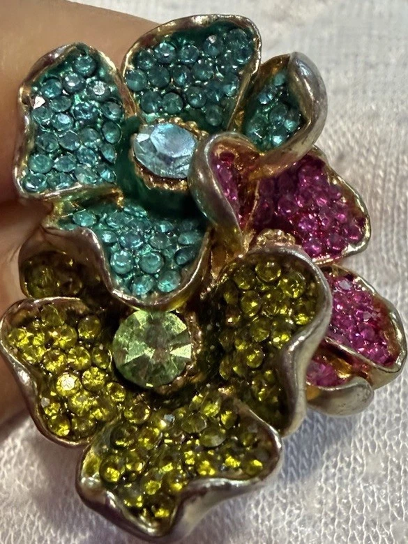 Anillo Swarovski Cortes Mixtos, Multicolor Flor Vibrante Talla 60/8 3/4 Foto 4 de 4