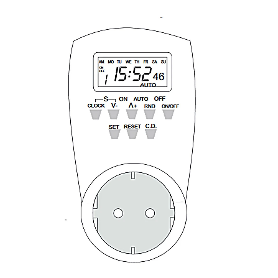 Digitale Zeitschalt-Uhr Countdown Zufallsfunktion Notakku 20 Schaltzeiten/Tag - Bild 4 von 4