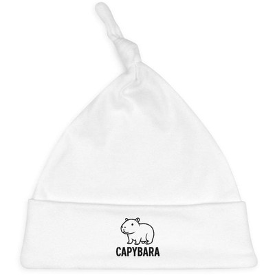 'Cute Capybara' Knotted Baby Hat - White (BH00036526)