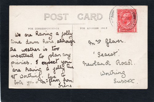 Postcard Eype nr Bridport Dorset village houses posted 1925 RP by Hider 75 - Picture 2 of 2