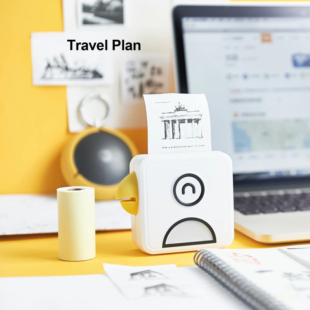 Portable Inkless Bluetooth Mini Photo Printer 203DPI for Journals