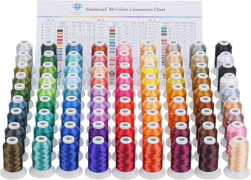 80 Spool Polyester Embroidery Thread Set - 500M, Perfect for Embroidery Machines - Picture 3 of 7