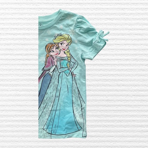 Disney's Frozen Girls Graphic Tee Shirt Short Sleeve Aqua Blue Sz 5/6 - Picture 6 of 11