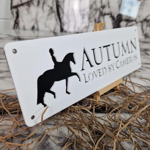 Pony stabiles Namensschild weiß mit GLÄNZEND SCHWARZ Schriftzug 300 mm x 100 tolles Geschenk! - Bild 13 von 29