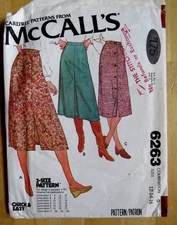 MCCALL 1978 Sewing Pattern 6263 WOMENS SKIRT DRESS SIZE 12 1416 WAIST 26.5 to 30