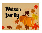 Personalised pumpkin glass chopping board, stylish and durable, add any text