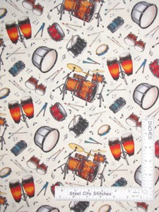 Music-Percussion-Drums-Cream-Cotton-Fabric-Elizabeths-Studio-Jazz-By-The-Yard