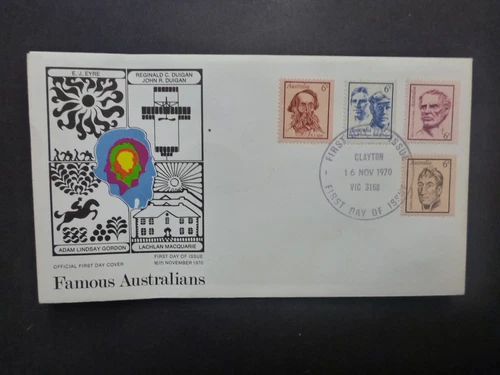 AUSTRALIA 1970 FAMOUS AUSTRALIAN SET 4 STAMPS FDC FIRST DAY COVER