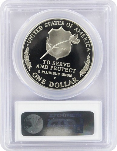1997-P Officers Law Enforcement Silver Commemorative Dollar PR69DCAM PCGS Proof - Picture 2 of 2
