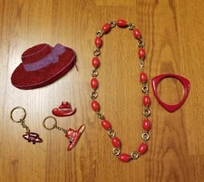 RED HAT SOCIETY Coin Change Purse, Pin, Bracelet, Necklace, Key Chains