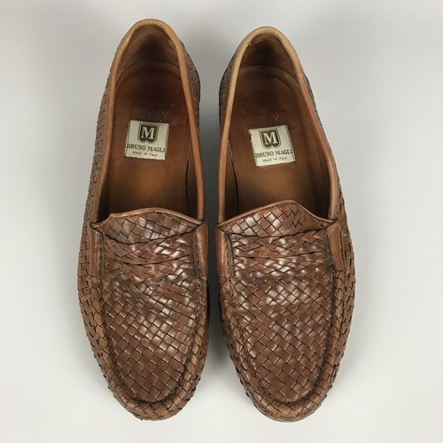 BRUNO MAGLI Key Loafers Woven Basket Weave - Mens Size 9 - Brown Leather - Picture 2 of 9