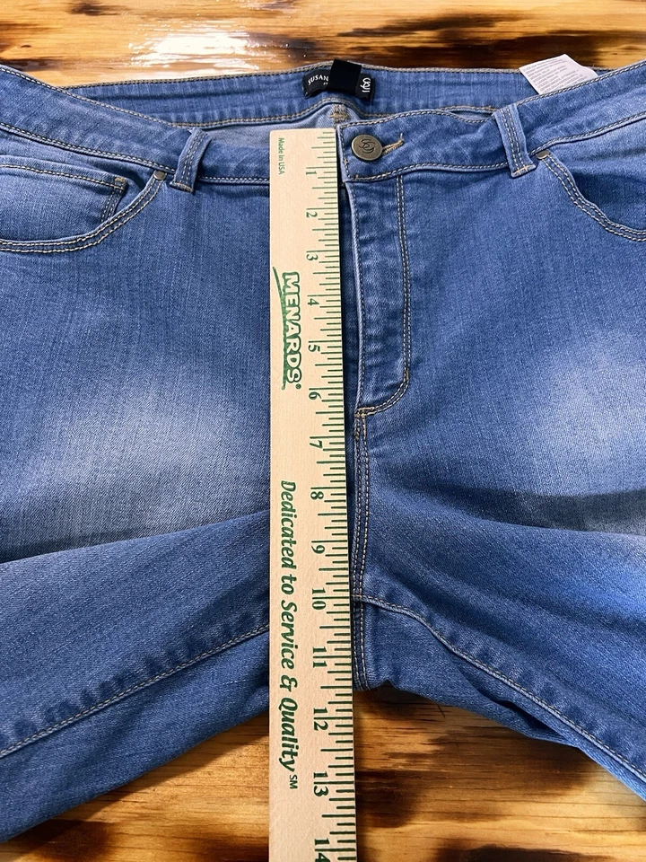 Pantalones Cortos Para Mujer Susan Graver Talla 16 Azul Denim Playa Viaje Clásico Ciudad Informal Foto 4 de 4