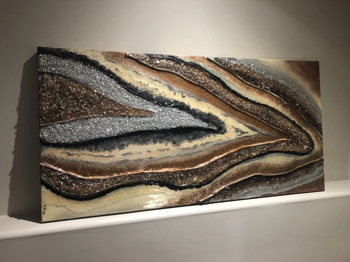Beautiful Canvas Resin Art  Geode Amazing Grace Wall Art Home Decor Original