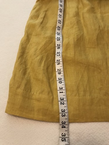 xxi Linen Dress Women Medium Mustard Yellow Black Zipper Belted Sleeveless Short - Picture 17 of 21